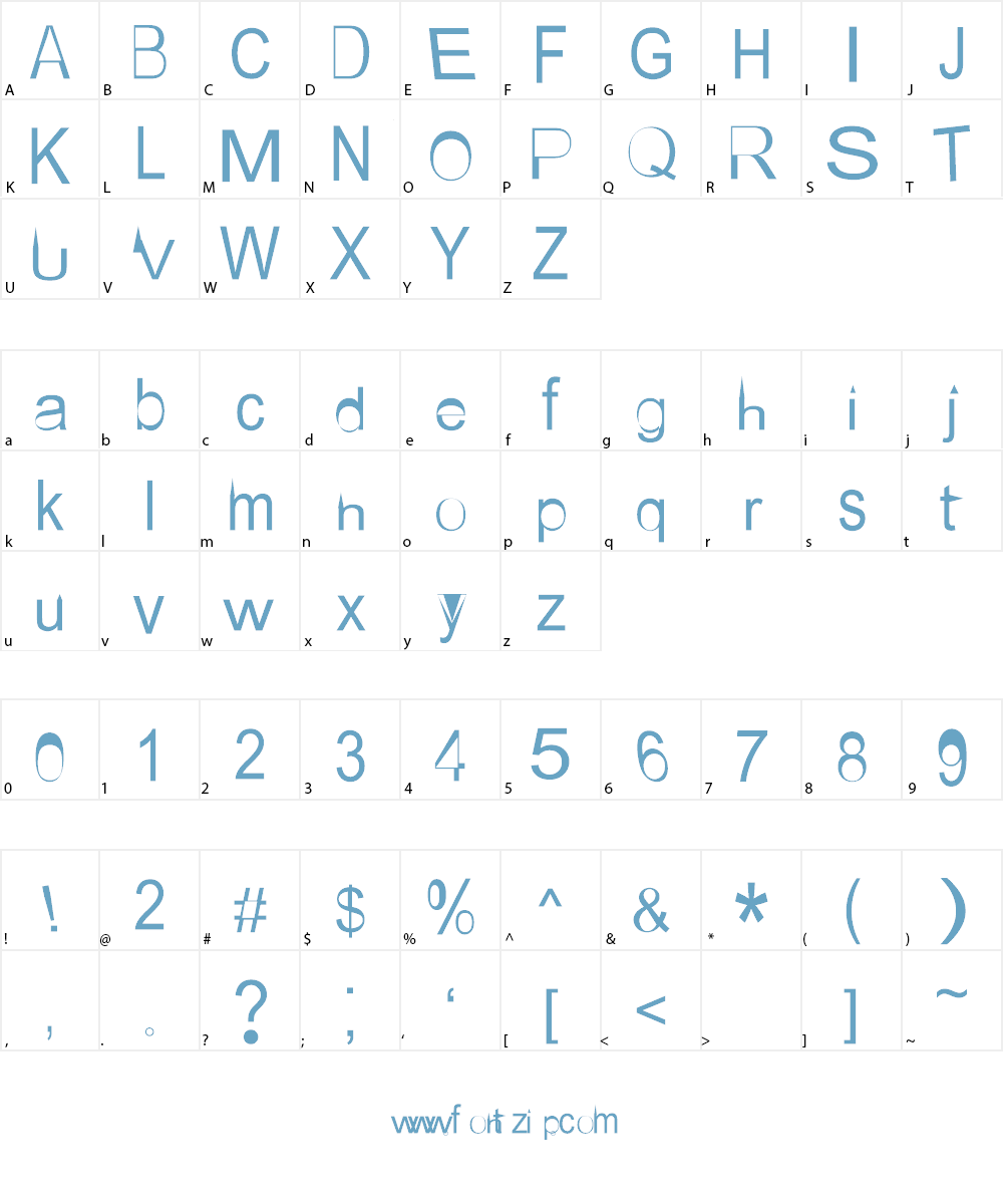 AEZ not your mom's ariel font Font Character